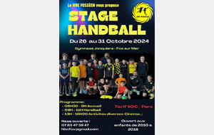 Stage handball - Du 26 au 31 Octobre 2024 ! 