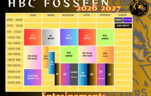 Planning des entraînements 2026 - 2027