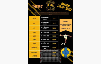 Tarifs Licences 2026 - 2027